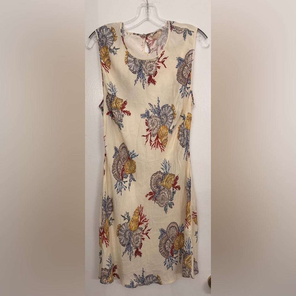 DOEN Alamere Seashell Bias Cut Sleeveless Mini Dress in Mer Botanique Size XL - Picture 4 of 10